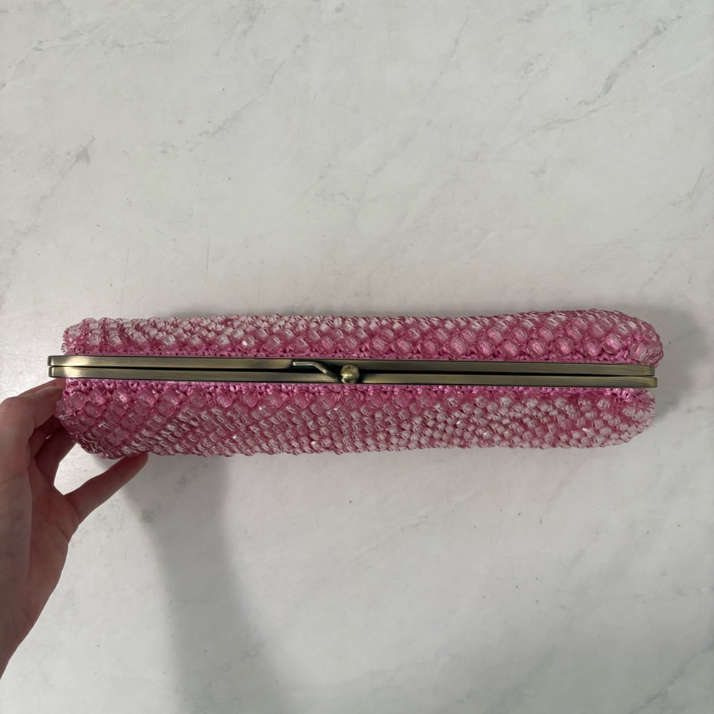 Vintage Y2K Trina Turk Pink Beaded Clutch Bag Designer Preppy Party Formal - Picture 5 of 5